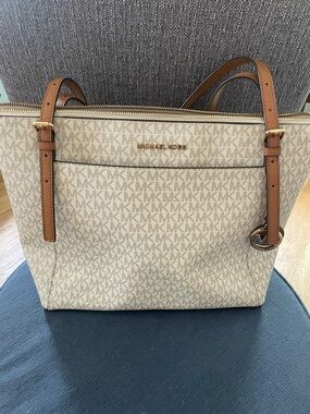 Michael Kors Signature Cream and Tan Tote